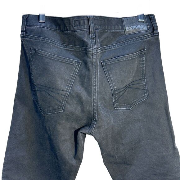 Express Jeans Rocco Slim Fit Skinny Leg Mens Mid Rise Black Jeans Size 33x30 - Picture 9 of 11